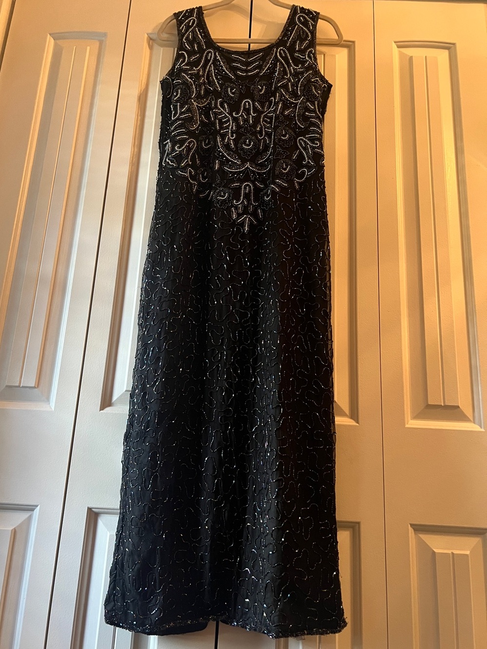Exquisite Navy Blue Beaded Sleeveless Formal Gown by Joseph Le Bon